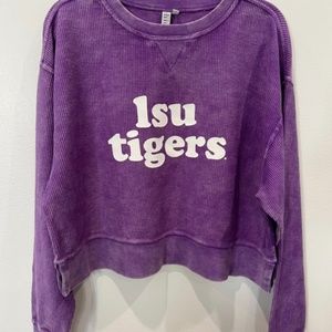 LSU Boxy Crop Corded Pullover - Chicka-d